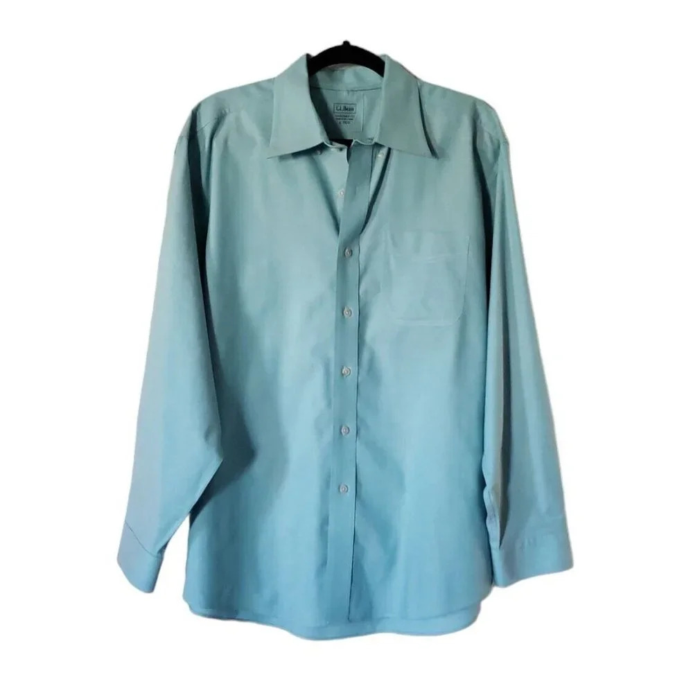 LL Bean Shirt Button Up Long Sleeves Traditional Fit Men's Large 100% Cotton